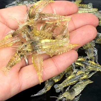 10 Adet / grup Silikon Yemler 4 cm 1g Yumuşak Balıkçılık Cazibesi Altın Yapay Karides Yem Hiçbir kanca Deniz Balıkçılık Kış Balıkçılık