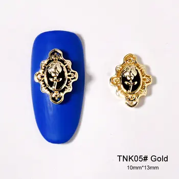10 adet TNK05 Altın Gül Çiçek Alaşım Zirkon Nail Art Kristaller Rhinestone Takı Çivi Aksesuarları Malzemeleri Süslemeleri Takılar