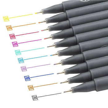 10 Renk Jel Dergisi Malzemeleri Fineliner Seti 0.38 mm Liner Kalemler Kroki işaretleyici kalem cetvel kalemi Dessin Tiralineas Tekenen