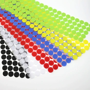 100 Çift 20mm Renkli Yapışkanlı Raptiye Bant Nokta cırt cırt Bant Sihirli Sticker Yuvarlak Güçlü Kendinden Yapışkanlı Çift Kilit Sihirli Bant