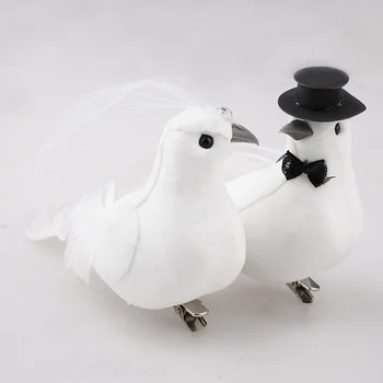 12 Adet Beyaz Köpük Güvercinler Yapay Tüy Kuş Bahçe Dekorasyon Düğün Tema Parti Masaüstü Dekor Küçük Kuşlar Zanaat