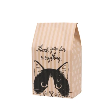 12 ADET kraft kağıt hediye çantası Şeker kurabiye kraft kağıt torbalar hediye paketleme Düğün ev Partisi doğum günü hediyesi ambalaj kedi desen