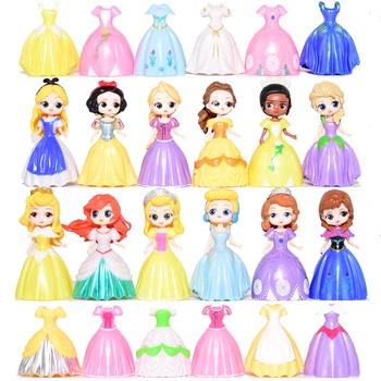 12 Bebekler + 24 Giyim Disney Dondurulmuş Kar Beyaz Sofya Değiştirilebilir Giysileri Bebek Karikatür Anime Aksiyon Figürü Elsa Anna Dekorasyon Oyuncaklar