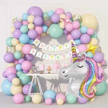 147 Adet Premium DIY Unicorn Balon Kemer ve Garland Kiti ile Dev Unicorn Unicorn Parti Malzemeleri ve Süslemeleri Kızlar için