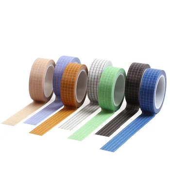 15mm * 10m Basit Temel Düz Renk ızgara Washi Bant DIY Scrapbooking Maskeleme Bandı Dekoratif Sticker Kırtasiye