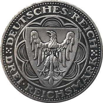 1927 Alman 3 Reichsmark (100th Yıldönümü Bremerhaven - A) paraları KOPYA 30mm