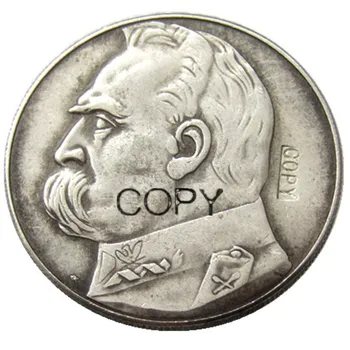 1934 - 1939 6 Yıl İsteğe Bağlı Polonya 10 Zlotych Gümüş Kaplama Kopya Paraları
