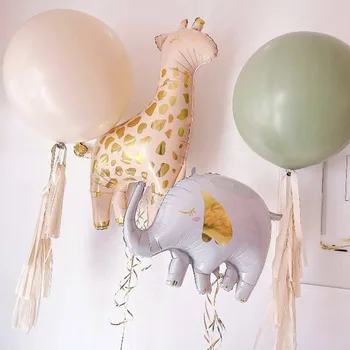 2 adet Orman Sika Geyik Folyo Balon Karikatür Fil Zürafa Balon Safari Doğum Günü Partisi Dekorasyon Bebek Duş Zemin Kaynağı