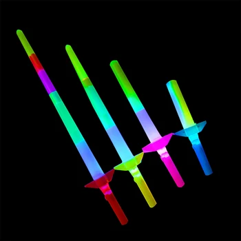 2 adet Yeni Gökkuşağı Lazer Kılıç Uzatılabilir Light Up Oyuncaklar Yanıp Sönen Değneklerini Led Sticks Parti