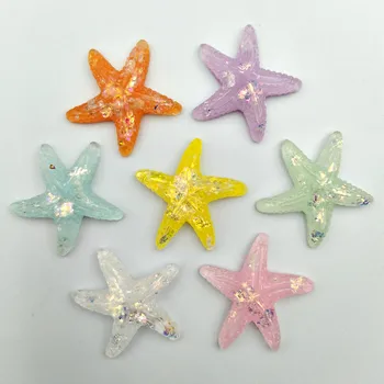 20 adet DIY Reçine Sevimli Glitter Renkli Denizyıldızı Kabuk Ev Düğün İçin DIY Bezemeler Scrapbooking İçin Aksesuar
