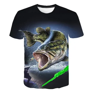 2021 Yaz Balıkçılık Grafik erkek t-shirtü Moda Rahat Doğal Tarzı Desen T-shirt Yeni 3D Baskı Spor kısa kollu tişört