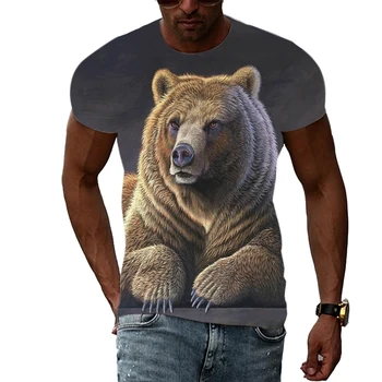 2022 yaz moda hayvan erkek tişört 3D baskı kutup ayısı hip hop o-boyun aile kısa kollu moda sokak büyük gömlek