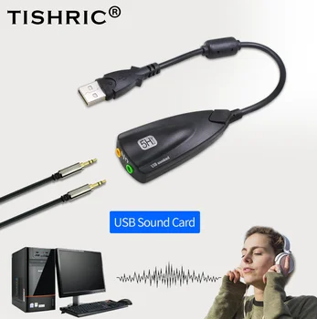2023 TISHRIC 5HV2 USB Harici Ses Kartı 7.1 ile 3.5 mm USB Ses Adaptörü Kulaklık Mikrofon Ses Kartı Dizüstü PC İçin