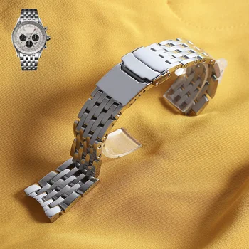 22mm 24mm Cilalı Metal saat kayışı İçin BREİTLİNG NAVİTAMER İzle Paslanmaz Çelik bilezik kayışı Band Gümüş