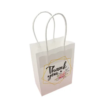 24/48 adet Taşınabilir Kraft Kağıt Torbalar Kurdele ile Beyaz Teşekkür Ederim Hediye Paketleme Çantası Düğün Doğum Günü Partisi için Basit Şeker Torbaları