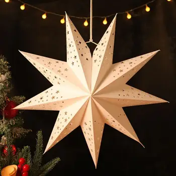 3 adet 35/45cm Noel Hollow Out Yıldız Asılı Abajur Pencere Izgarası Kağıt Fener Noel Yeni Yıl Düğün Parti Dekorasyon