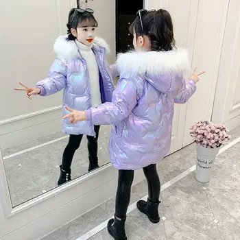 -30 Derece Çocuk Parka kışlık ceketler Çocuk Giyim 2022 Büyük Kızlar Sıcak Aşağı Pamuk-yastıklı Ceket Kalınlaşma Giyim Giysi