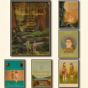 36 Tasarımlar Wes Anderson Film Moonrise Krallık Kraftpaper Poster Ev Çıkartması Sanat Boyama Duvar Sticker için Kahve Evi Bar
