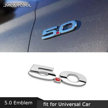 3D 5.0 / Spor Amblemi Deşarj Etiket Taraflı Rozeti Dekorasyon Ford Mustang için Araba Yan Çamurluk Gövde Gövde Düzeltir Siyah Gümüş