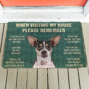 3D Lütfen Unutmayın Sıçan Terrier Köpekler Ev Kuralları Paspas Kaymaz Kapı Paspaslar Dekor Sundurma Paspas