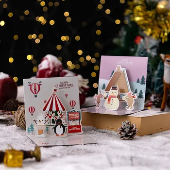 3D Pop UP Santa Kardan Adam Merry Christmas Tebrik zarflı kart Noel Ağacı Arkadaşlar Aile Noel Hediyeleri Dilek Kartpostal