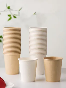 40/50 adet / paket Yüksek Kaliteli Bambu Elyaf Ev kağıt bardaklar tek kullanımlık kahve fincanı çay bardağı Parti Malzemeleri