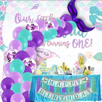 42 Adet Mermaid Balon Kemer Garland kiti Mermaid Balon Tema Parti Süslemeleri Malzemeleri Düğün Kız Bebek Doğum Günü Partisi Dekoru
