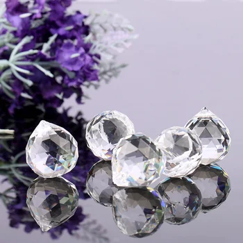 5 adet / grup 20mm Faceted Cam Kristal Avize Parçaları Kolye Prizmalar Aydınlatma Topu Temizle Suncatcher Düğün Ev Dekorasyon