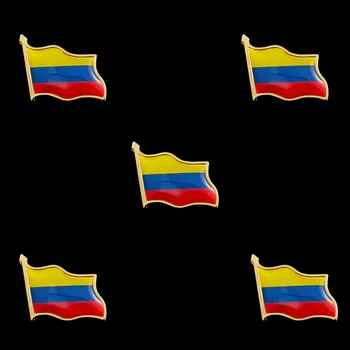 5 ADET Kolombiya Ulusal Ülke Bayrağı Sallayarak Renk Emniyet Pimleri Broş Koleksiyon Yaka Pin Altın Kaplama Rozeti