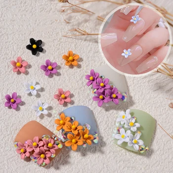 5 Adet / paket Renkli Buzlu Küçük Çiçekler Alaşım Nail Art Süslemeleri Sevimli DIY Metal Manikür Aksesuarları Toptan Dropshipping