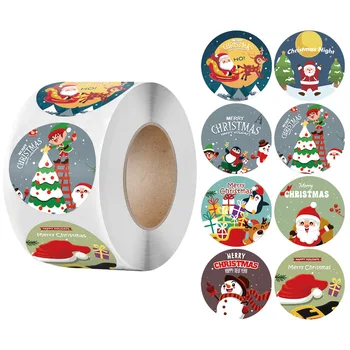 50-500 adet 1 İnç Noel etiket rulosu Kış Tatili Çıkartmalar Yuvarlak Noel etiket Zarf Hediye Kutuları Dekoratif