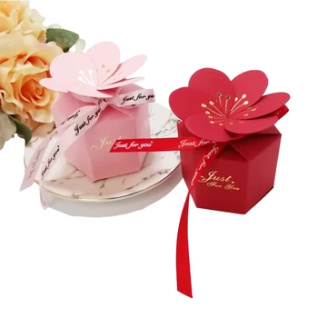 50 Adet Altıgen Petal Hediye Kutusu Sadece Sizin İçin Favor Şeker Kutusu Çiçek Ambalaj Poşetleri Kurdele İle Doğum Günü Düğün Parti Dekorasyon