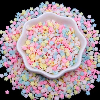 5mm Kiraz Çiçeği Dilimleri Polimer Kil Sakura Sprinkles Plastik Klei Çamur Parçacıklar DIY El Sanatları İçin Dolum Aksesuarları