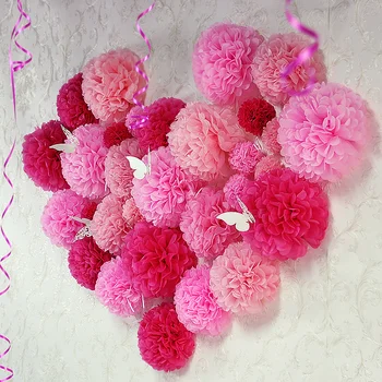 5pcs Düğün Dekoratif Kağıt Çiçek Topu Doku Kağıt Pompoms Pom DIY kağıt çiçek Doğum günü Partisi Dekorasyon Ev Dekor Poms 