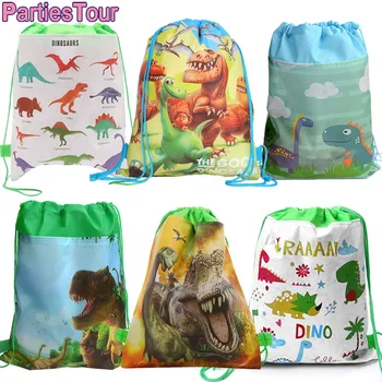 7 adet Dinozor Parti Malzemeleri Favor İpli Çanta Çocuk Doğum Günü Erkek ve Kız Dino sırt Çantası Dinozor Oyuncak saklama çantası