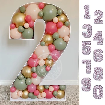 73cm Büyük Sayı Mozaik Balon Çerçeve DIY Numarası 0-9 Balon Dolum Kutusu çocuklar Yetişkin Doğum Günü Partisi Yıldönümü Düğün Zemin