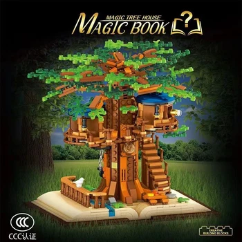 969 ADET Yaratıcı Sihirli Orman Evi Ağacı Kitap Yapı Taşları Şehir Sokak Görünümü Araya Tuğla Eğitici Oyuncaklar Hediyeler Boys İçin çocuk