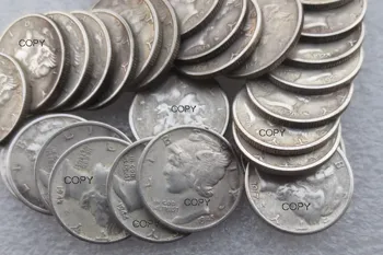 ABD Mercury Kuruş Bir dizi (1916-1945) - PSD 79 adet Gümüş Kaplama Kopya Paraları