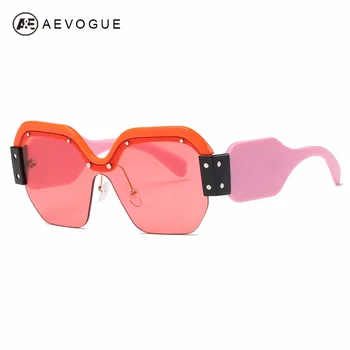 AEVOGUE Güneş Kadınlar Lüks Kare Büyük Çerçeve Moda Marka Tasarımcısı Erkekler Poligon Entegre Gözlükleri uv400 ae0575