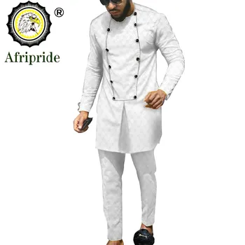Afrika 2 Parça Set Erkekler için Baskılı Blazer ve Pantolon Dashiki Dış Giyim Ankara Mont Balmumu Kıyafetler Cepler Takım Elbise S2016024