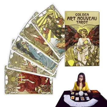 Altın Art Nouveau Oracle Kartları Tarot Güverte Yeni Başlayanlar İçin Profesyoneller Servet Söylüyorum Kartları masa üstü Oyunu Aile Gece