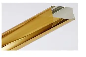 Altın Su Geçirmez pencere filmi 40 / 50x400cm Tek Yönlü Ayna Gümüş Yalıtım Çıkartmalar UV Reddi Gizlilik Filmler