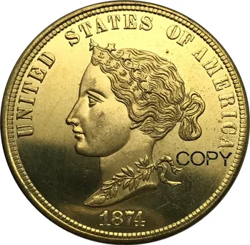 Amerika Birleşik Devletleri Altın Sikke 1874 Bickford Kartal 10 On Dolar Pirinç Metal Kopya Paraları