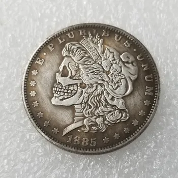 Amerikan 1885 Ranger Kafatası Gümüş Kaplama hatıra parası Koleksiyonu hatıra parası Hediye Mücadelesi Coin