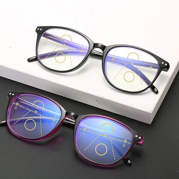 Anti-mavi Işık Progresif Multifokal Okuma Gözlükleri Kadın ve Erkek Klasik +1.0 İle 4.0+için Presbit Gözlük Çerçeve büyük Boy 