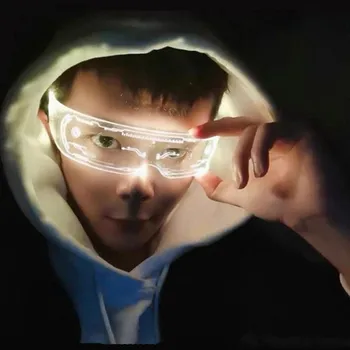 Aydınlık Gözlük Düğme Piller Cosplay Gözlük Yedi Renk Light-up Creatvie Gelecek Teknoloji Gözlük Sıcak Oyunu Cosplay Oyuncak