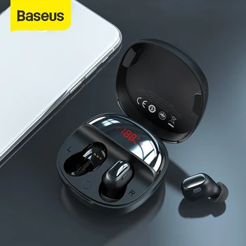 Baseus TWS Bluetooth Kulaklık WM01 Artı Kablosuz Kulaklık Bluetooth 5.0 Spor Su Geçirmez Kulaklık ile Pil LED Ekran
