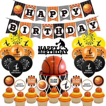 Basketbol Tema Doğum Günü Partisi Malzemeleri Lateks Balonlar Kağıt Afiş Kek Topper Serin Spor Doğum Günü Partisi İyilik Çocuklar İçin Fanlar