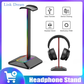 Bağlantı Rüya RGB ışıkları Kulaklık Standı c Tipi USB Portları ile Kulaklık Tutucu Tüm Kulaklıklar için Oyuncular Oyun PC Aksesuarları Masası