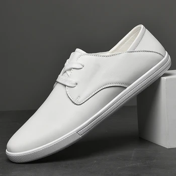 Beyaz ayakkabı Erkekler rahat ayakkabılar hakiki Deri erkek Sneakers Serin Sokak Erkek Ayakkabı siyah Marka Erkek Ayakkabı Flats erkek ayakkabısı